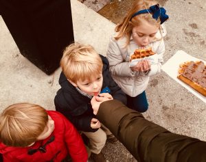 Kids enjoying their Belgium Waffles