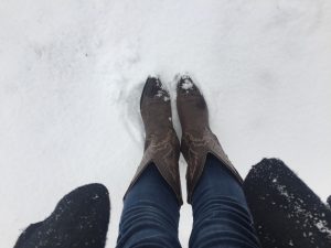 Cowboy boots in the snow