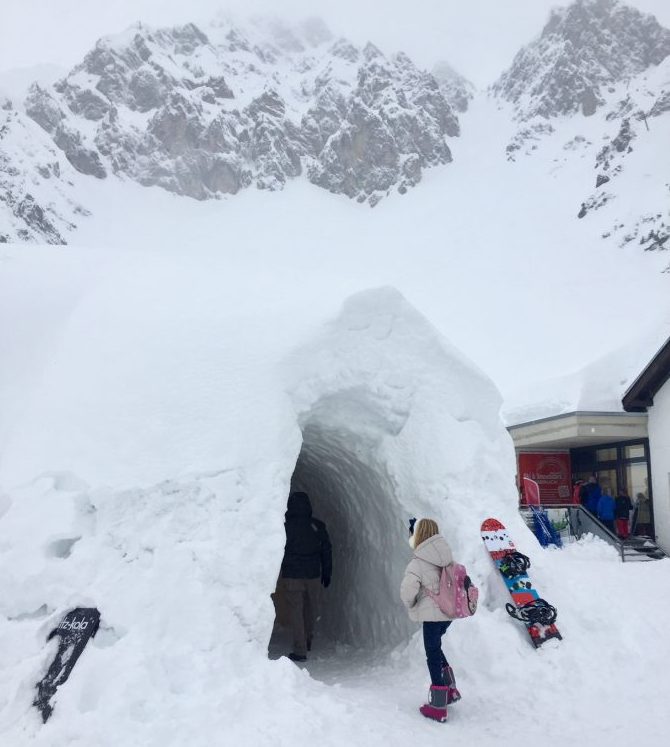 Exploring the snow cave